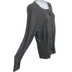 Lane Bryant Women's Gray Knitted Long Slv Button Cardigan Sweater Top SZ 18/20